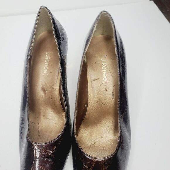 Vintage 90s J. Renee Bronze Metallic Block Heel Square Pointy Toe Heels size 8 - Picture 15 of 15